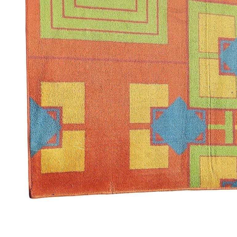 Original 6' 4" X 11' 3" Art Deco Revival Area Rug From the Arizona Biltmore - 4