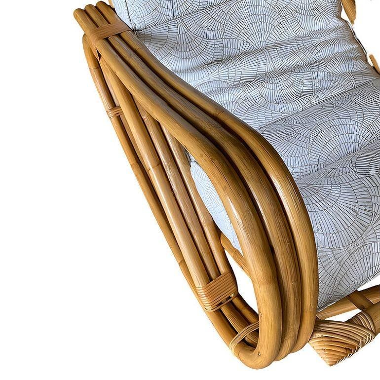 Restored 3-Strand Reverese Pretzel Rattan Rocking Chair - 4