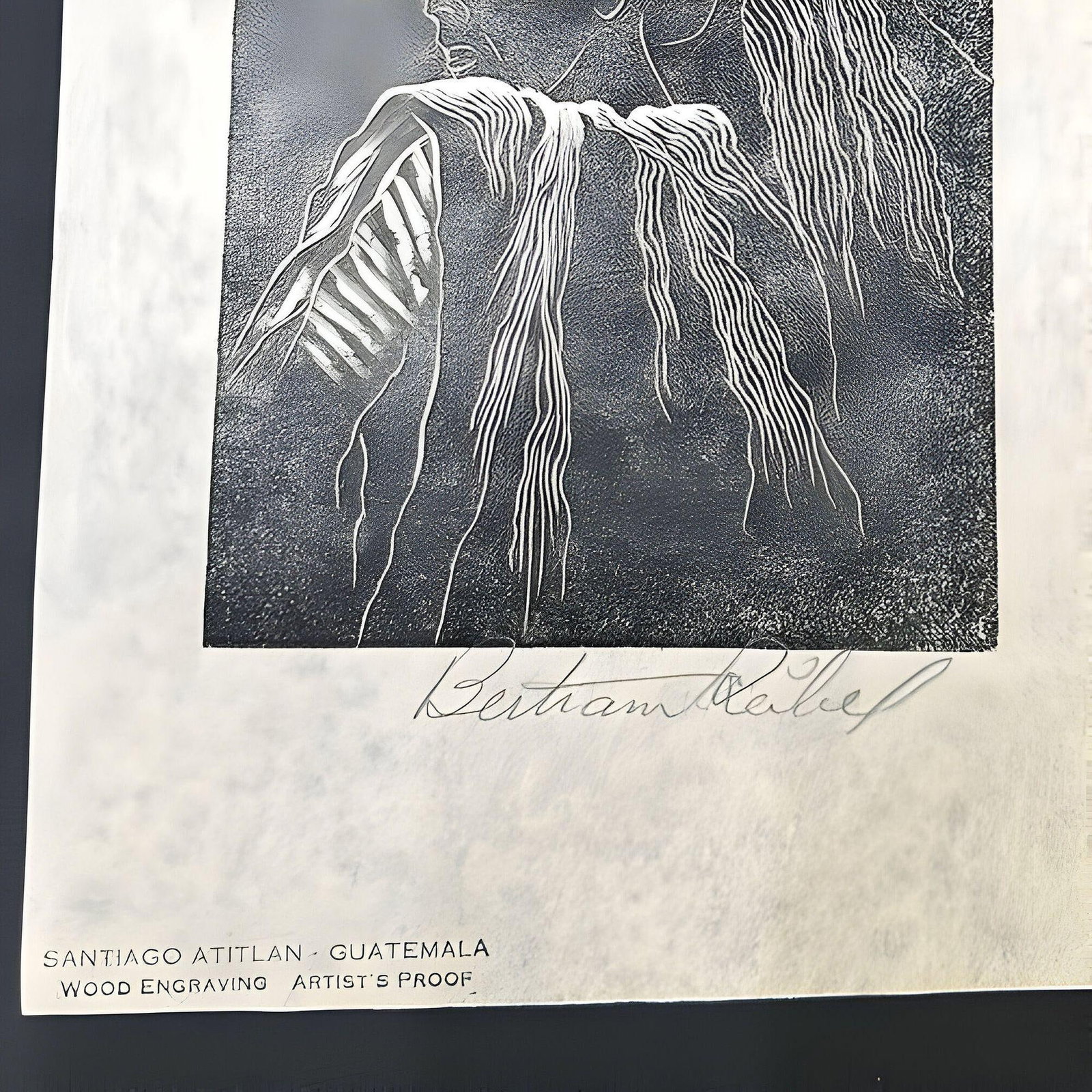Pair of Wood Block Engraving Prints by Bertram Reibel signed in Frame - 3