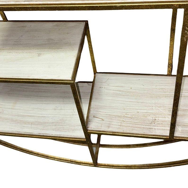 Mid-century Style 4-Tier Round Brass Colored Wall Hanging Shelf - 4