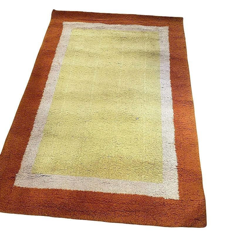 Post Modern Geometric Tricolor Scandinavian Shag Wool Rug - 4