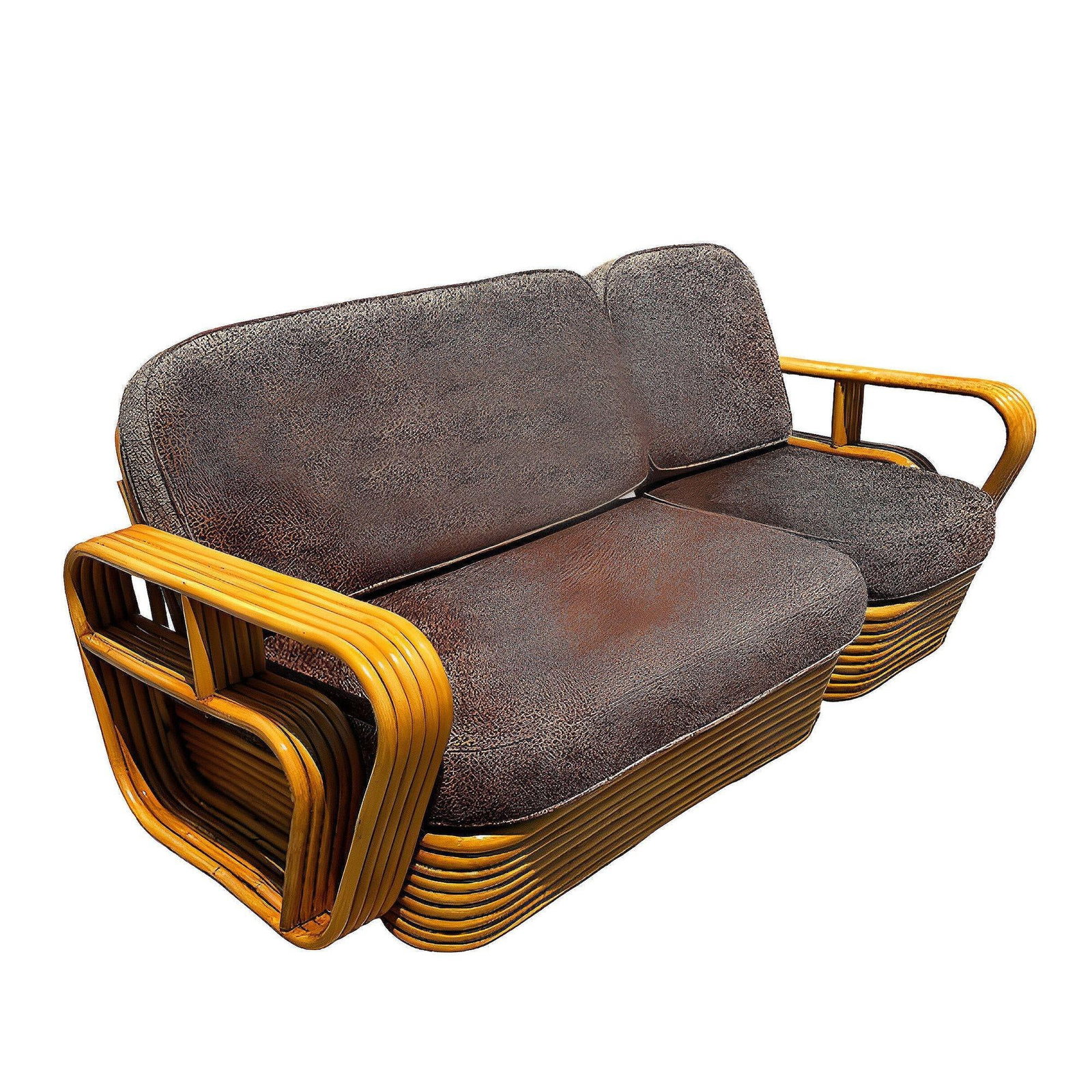Restored Five-Strand Streamline Square Pretzel Rattan Sofa & Chair set - 2