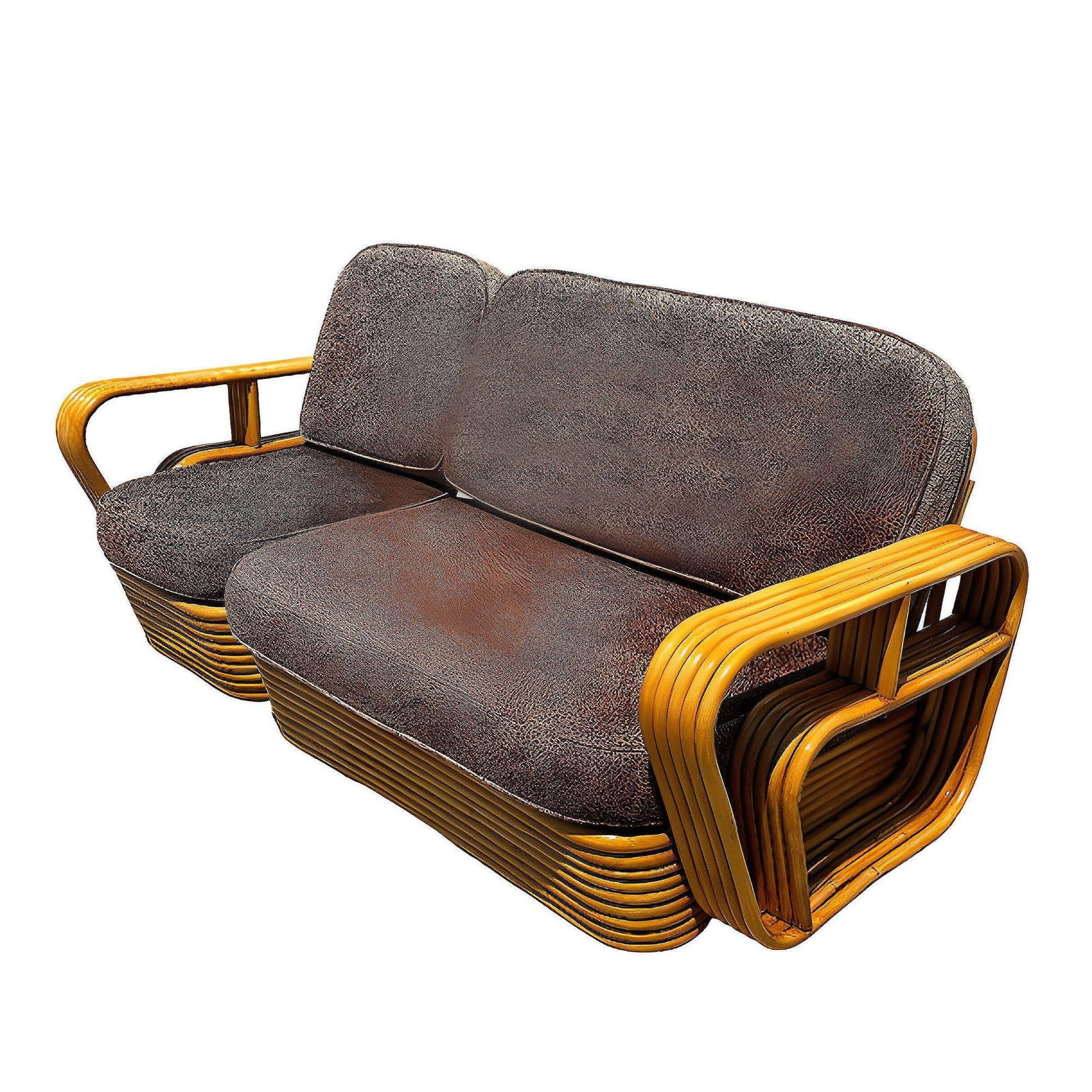 Restored Five-Strand Streamline Square Pretzel Rattan Sofa & Chair set - 4