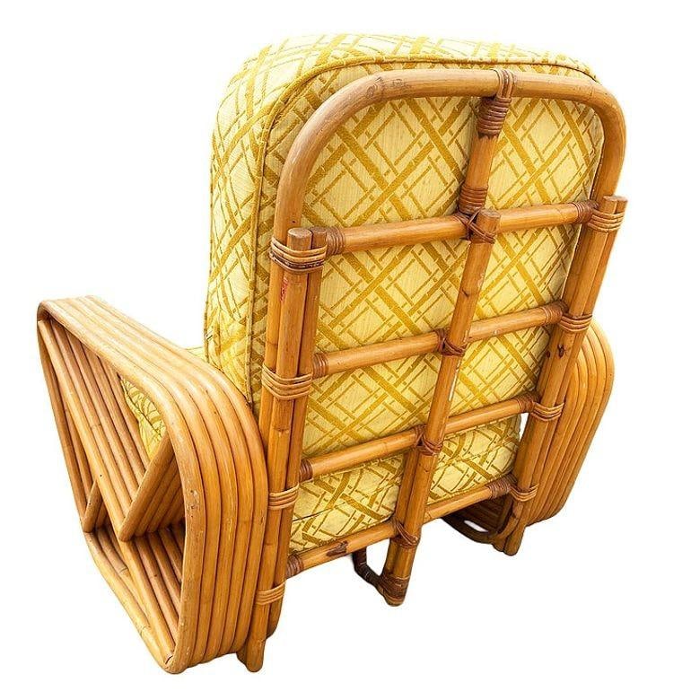 Restored Mid-century 5-Strand Square Pretzel Rattan Chair & Sofa Livingroom Set - 5