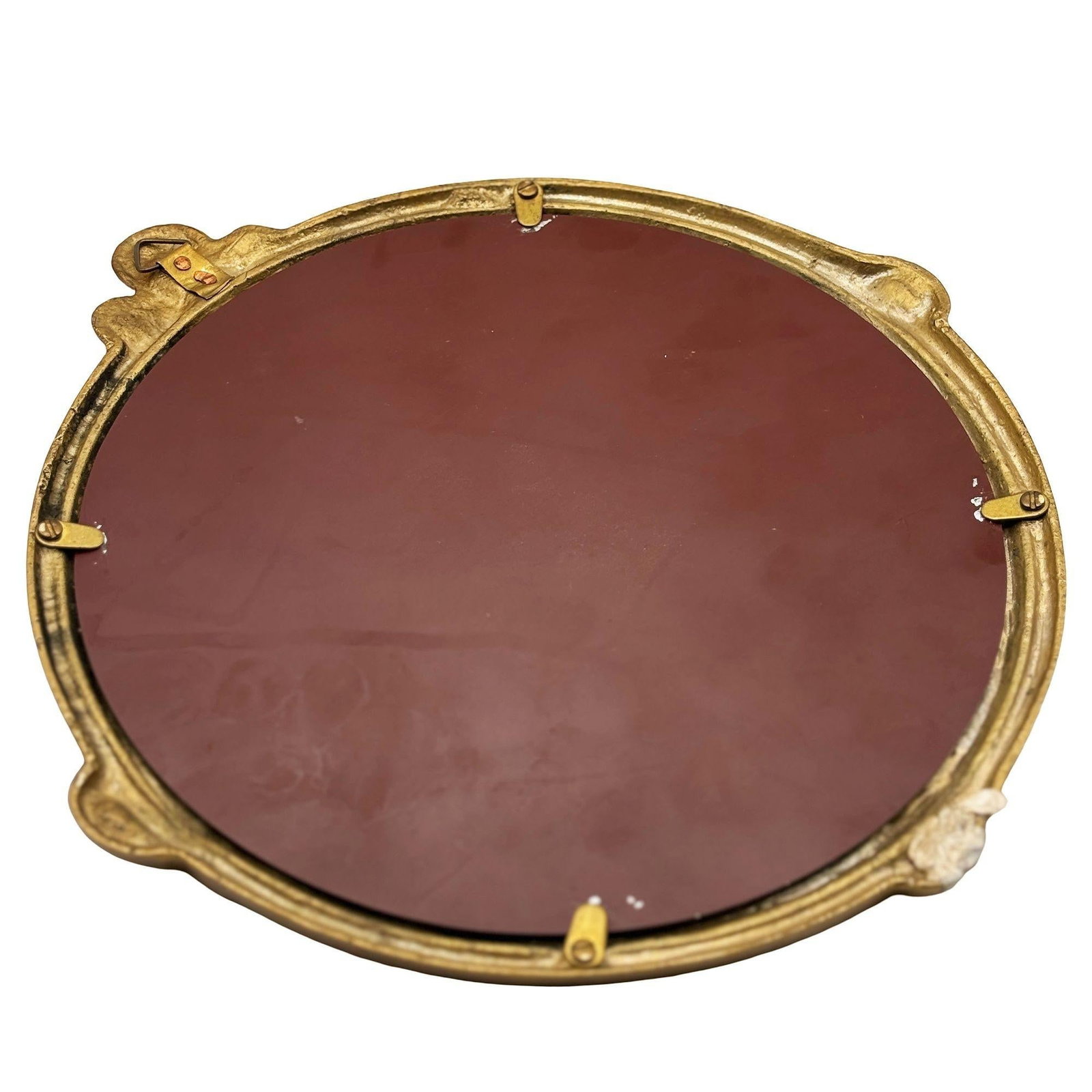 Cast Brass Art Nouveau Round Wall Mirror with Ivy Lady Portrait - 5