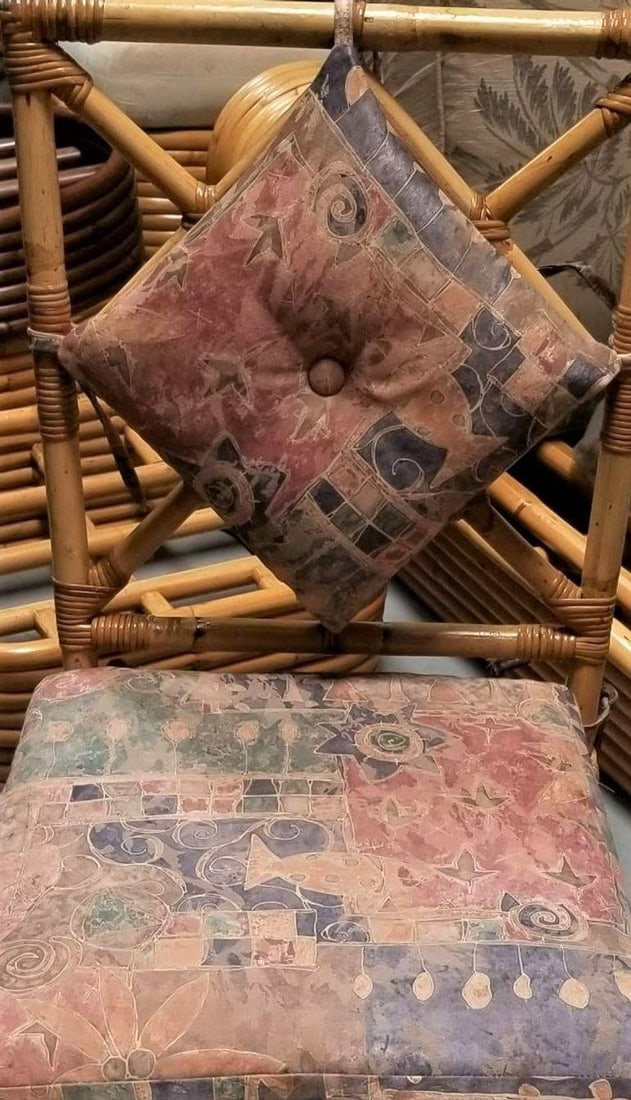 Restored Rattan Chippendale Style Dining Chairs with Diamond Back, Set of 7 - 4