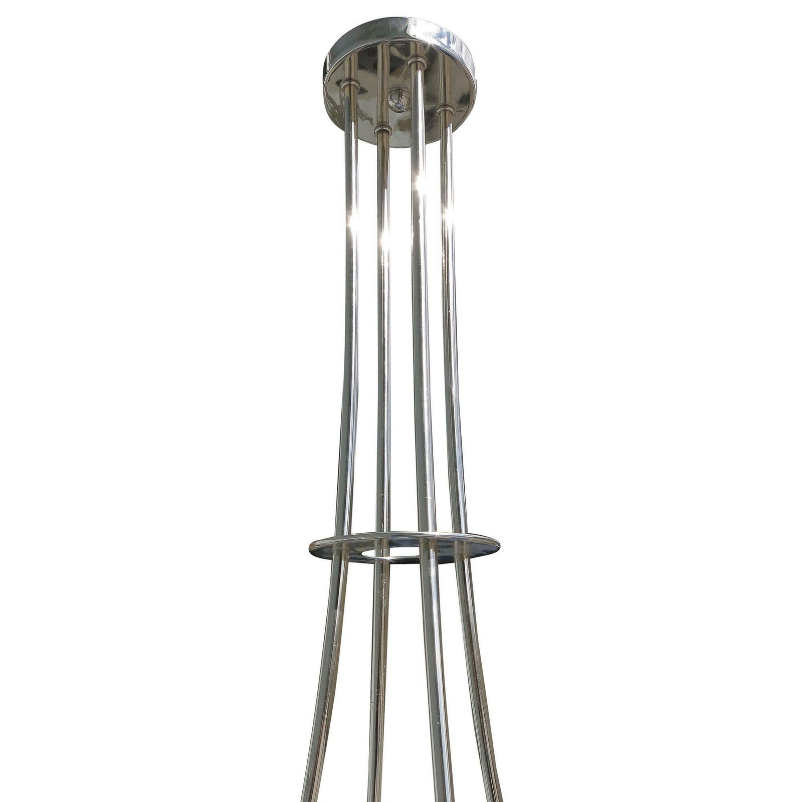 Large Modernist Twelve-Light Nickel Finished Chandelier - 2