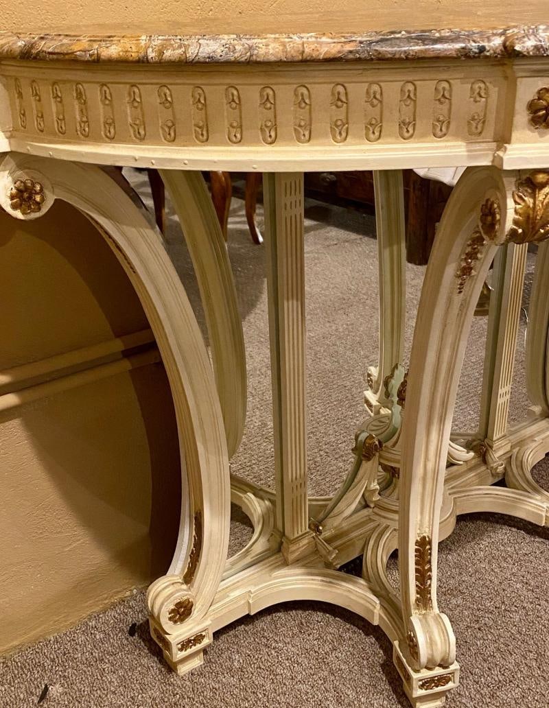 Demilune Console Hollywood Regency Style Marble-Top with Beveled Mirror Back - 10