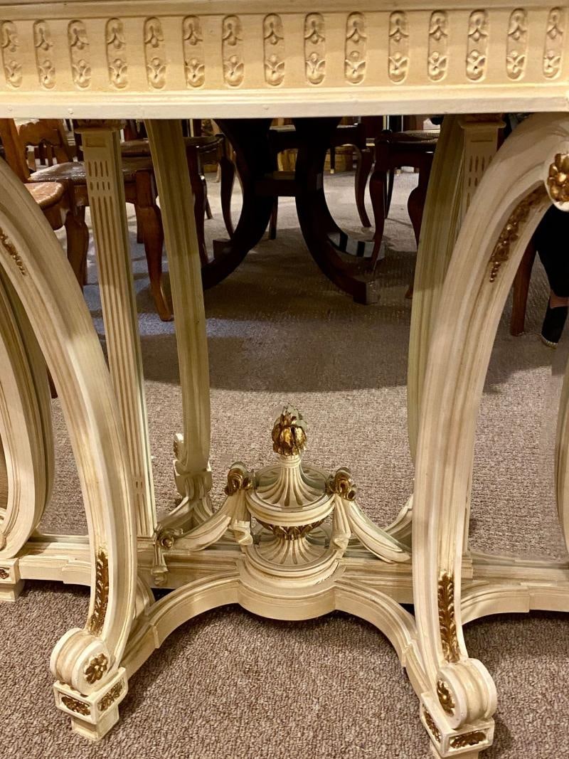Demilune Console Hollywood Regency Style Marble-Top with Beveled Mirror Back - 6