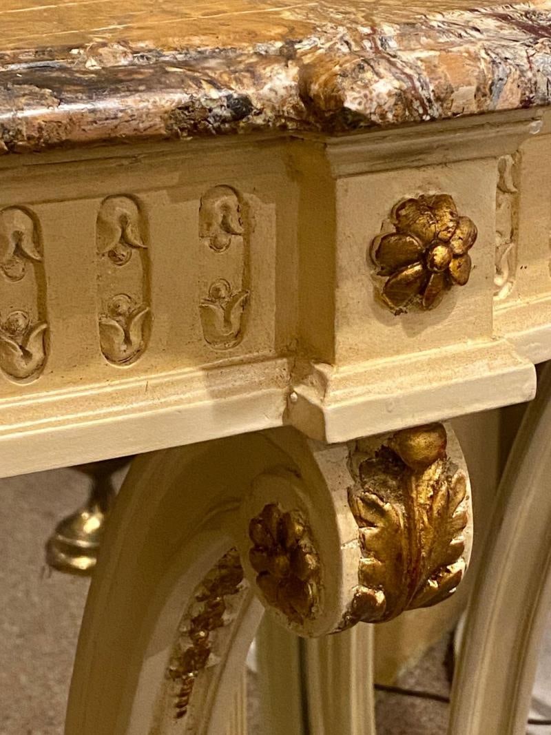 Demilune Console Hollywood Regency Style Marble-Top with Beveled Mirror Back - 7