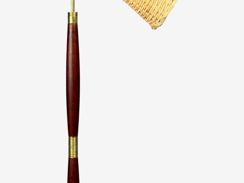 Laoni Belysning, Swedish Modern, Floor Lamp, Stained Wood, Brass, Sweden, 1960s - 10