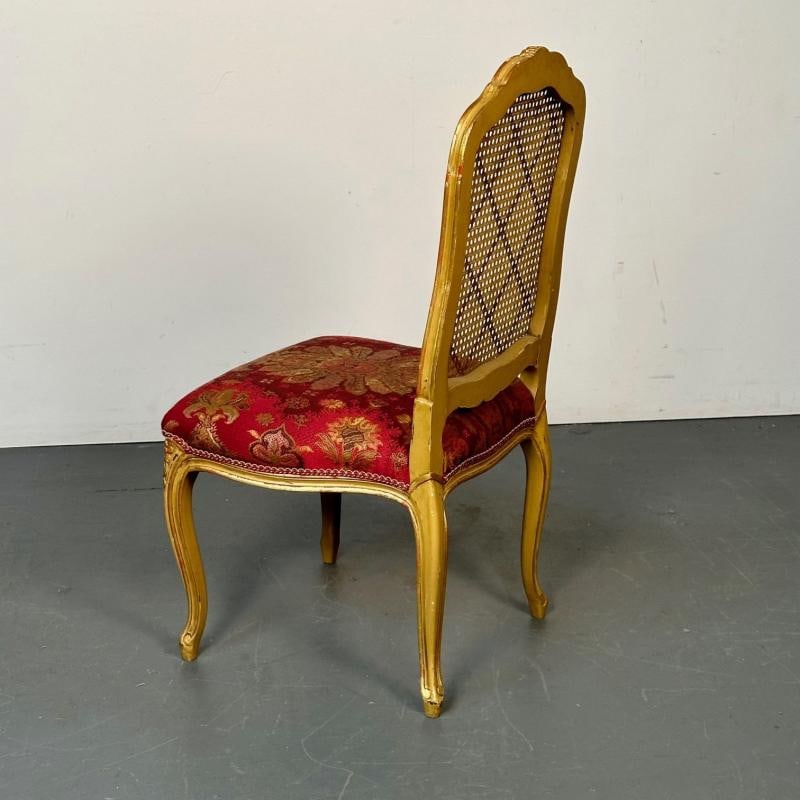 Set of Ten Louis XV Style Dining / Side Chairs, Clayed Gilt and Cane, French - 12
