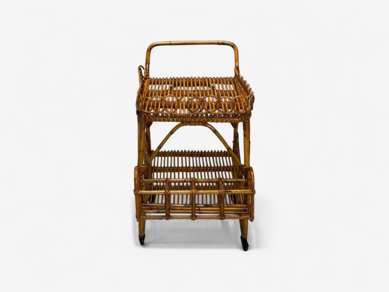 Italian Modern, Bamboo, Rattan, Metal, Bar Cart, Italy, 1960s - 6