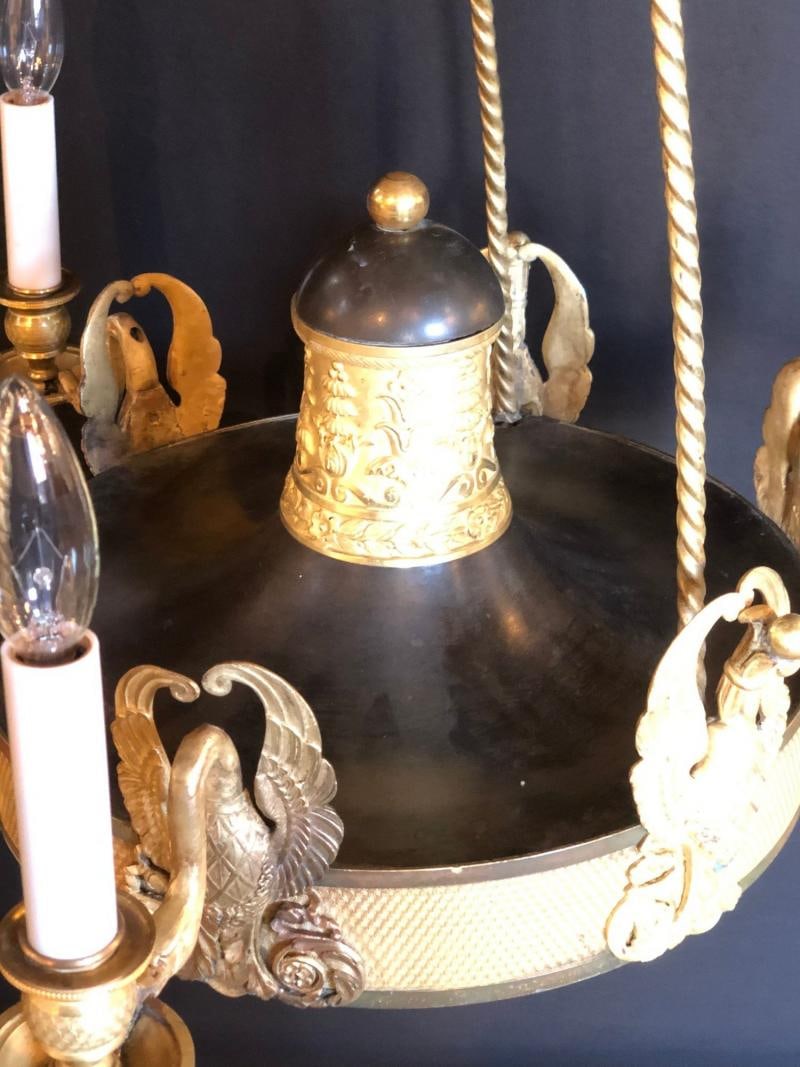 19th Century Empire Chandelier with Full Figure Swan Arms - 12