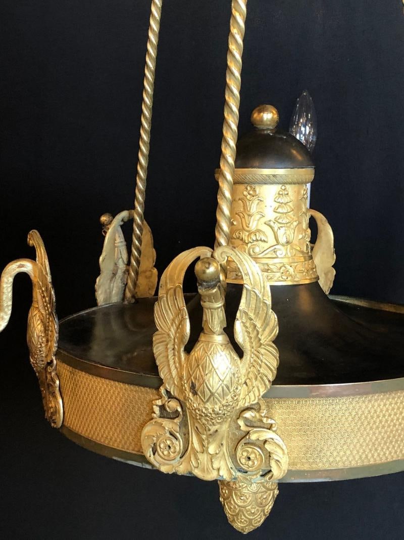19th Century Empire Chandelier with Full Figure Swan Arms - 6