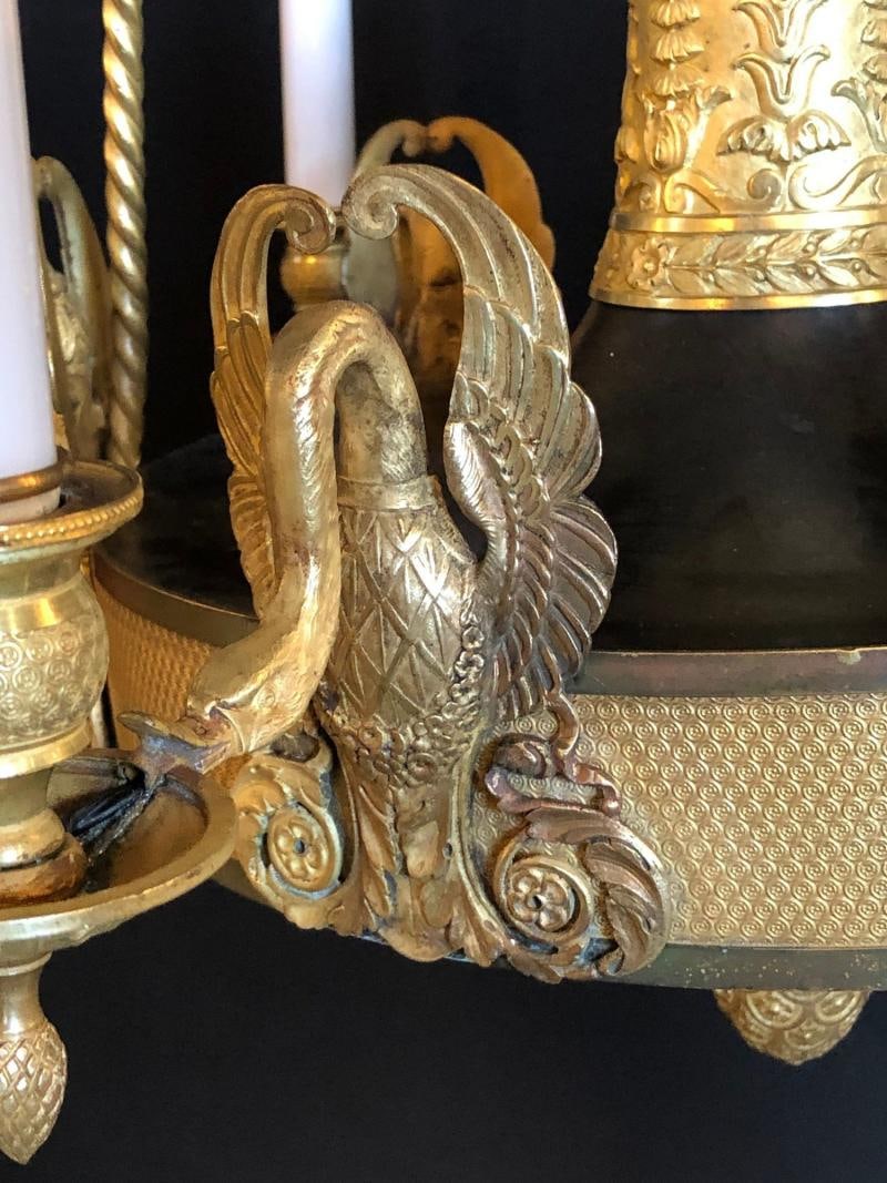 19th Century Empire Chandelier with Full Figure Swan Arms - 7