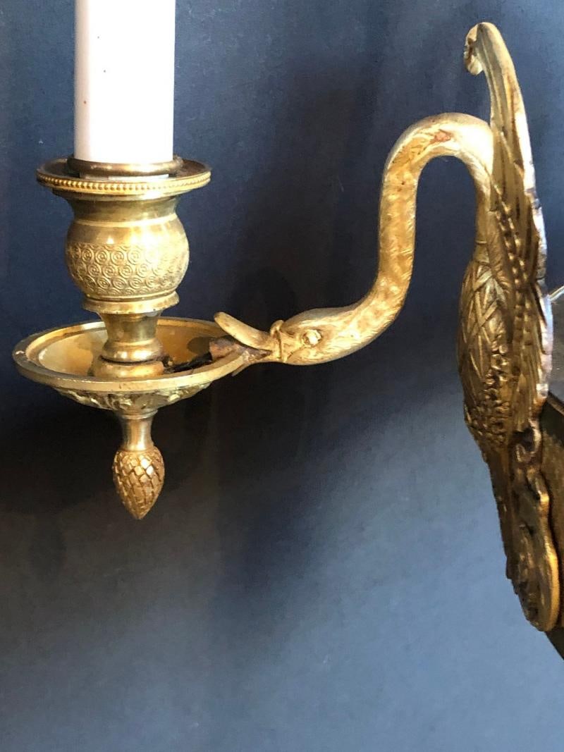 19th Century Empire Chandelier with Full Figure Swan Arms - 8