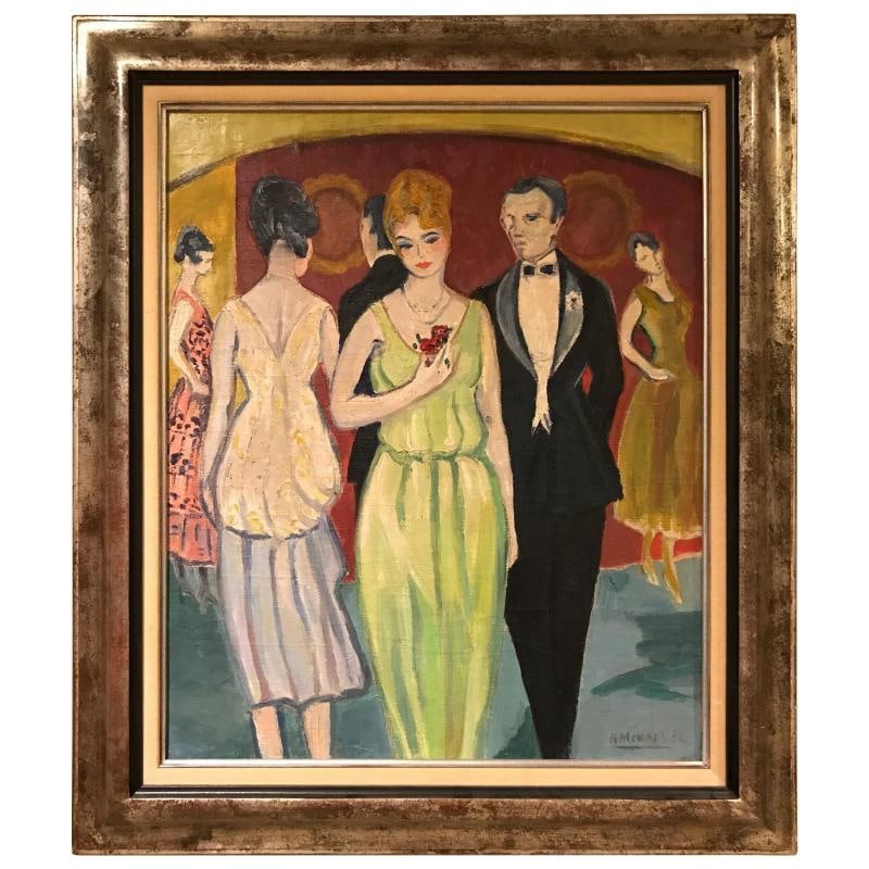 French Oil on Canvas by Rene Mendes of the Ballroom - 2