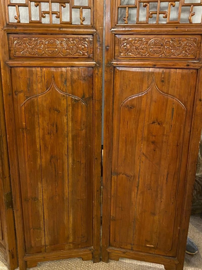 Six-Panel Teak Asian, early 20th Century Folding Screen / Room Divider - 3