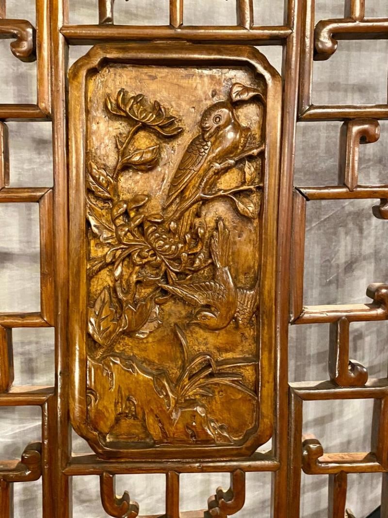 Six-Panel Teak Asian, early 20th Century Folding Screen / Room Divider - 7