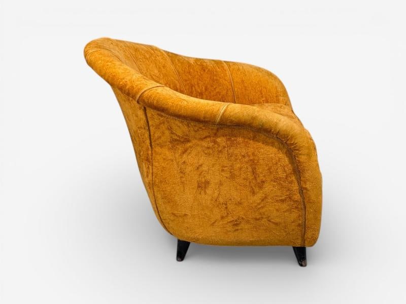 Federico Munari Style, Lounge Chairs, Fabric, Ebonized Wood, Italy, 1960s - 11
