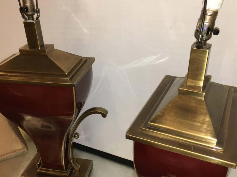 Pair of Art Deco Style Brass Mounted Porcelain Table Lamps - 4