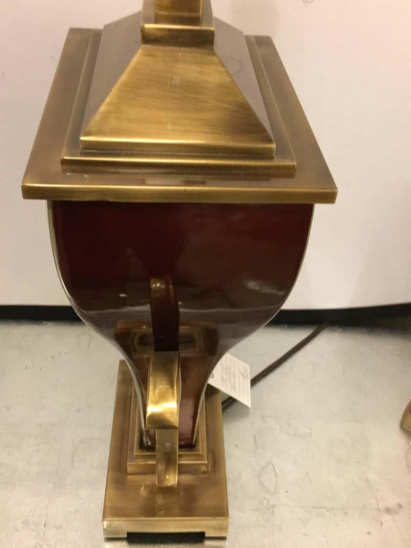 Pair of Art Deco Style Brass Mounted Porcelain Table Lamps - 6