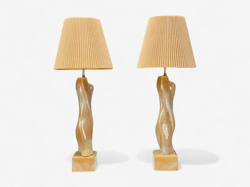 Yasha Heifetz Style, Ceramic, Abstract Table Lamps, USA, 1960s - 2