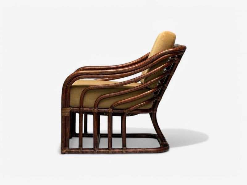 Brown Jordan, Mid-Century Modern, Bamboo, Camel Fabric, Lounge Chairs, 1960s - 5
