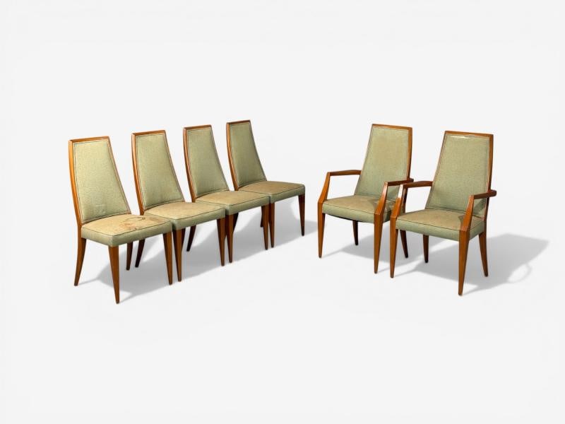 Grosfeld House, Six Dining Chairs, Walnut, Fabric, USA, 1970s - 4