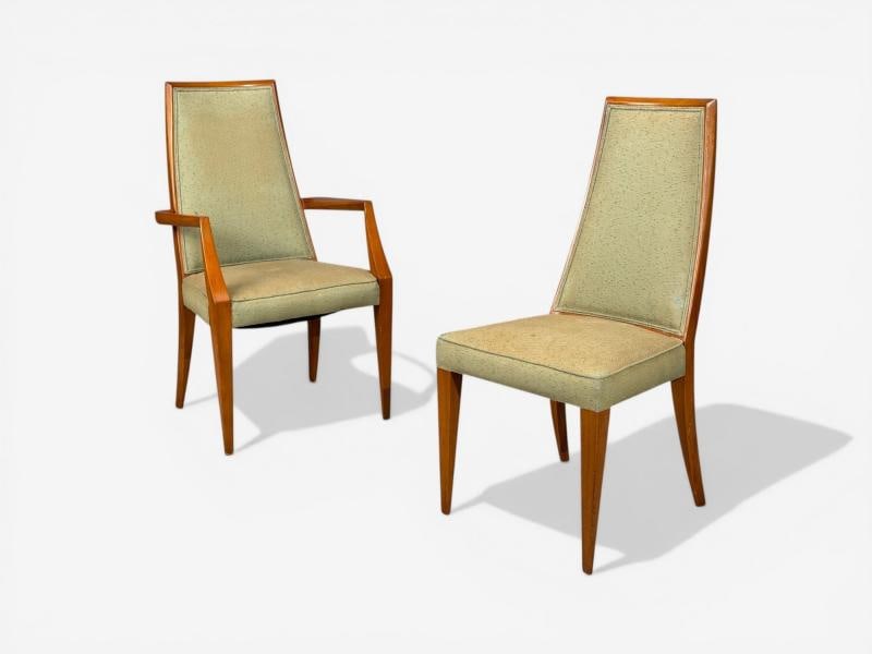 Grosfeld House, Six Dining Chairs, Walnut, Fabric, USA, 1970s - 5
