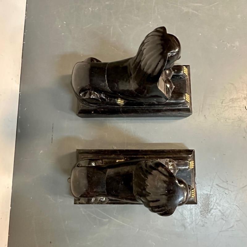 Pair of Maitland Smith Tessellated Egyptian Seated Sphinxes, Entryway - 12