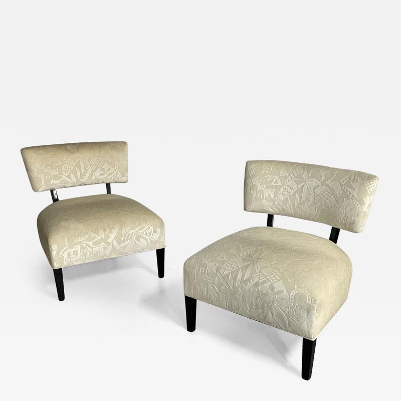 Pair Mid-Century Modern Organic Form Harvey Probber Style Lounge / Slipper Chair: Title: Pair Mid-Century Modern Organic Form Harvey Probber Style Lounge / Slipper Chair Description: Description 1: Pair Mid-Century Modern Organic Form Harvey Probber, Billy Haines Style Lounge / Sli