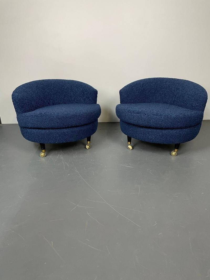 Pair of Mid-Century Rolling Swivel Lounge / Slipper Chairs, Baughman Style - 3