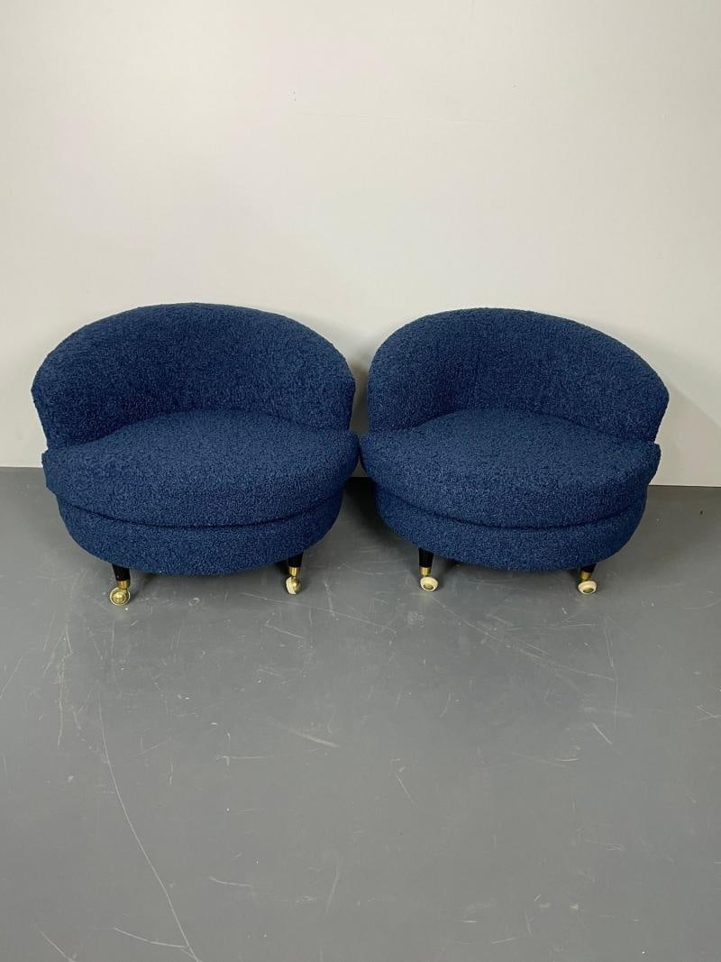 Pair of Mid-Century Rolling Swivel Lounge / Slipper Chairs, Baughman Style - 4