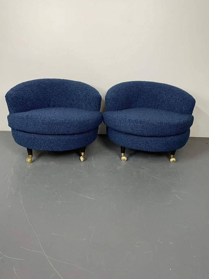 Pair of Mid-Century Rolling Swivel Lounge / Slipper Chairs, Baughman Style - 5