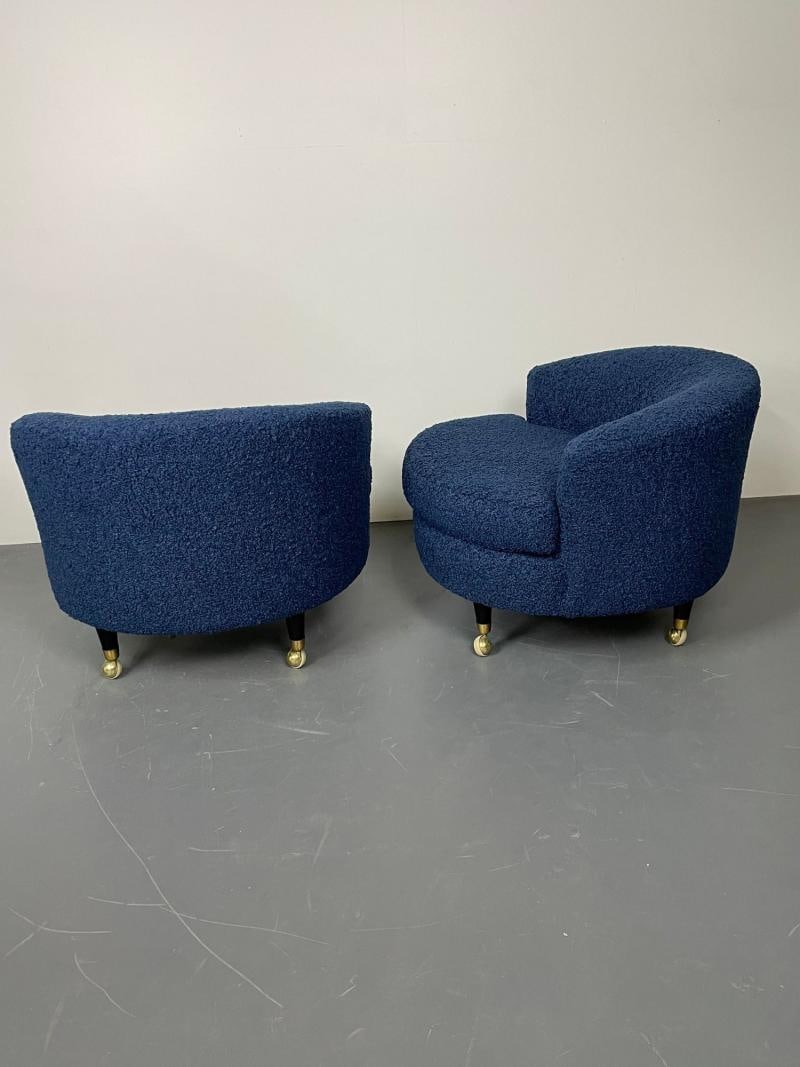 Pair of Mid-Century Rolling Swivel Lounge / Slipper Chairs, Baughman Style - 6