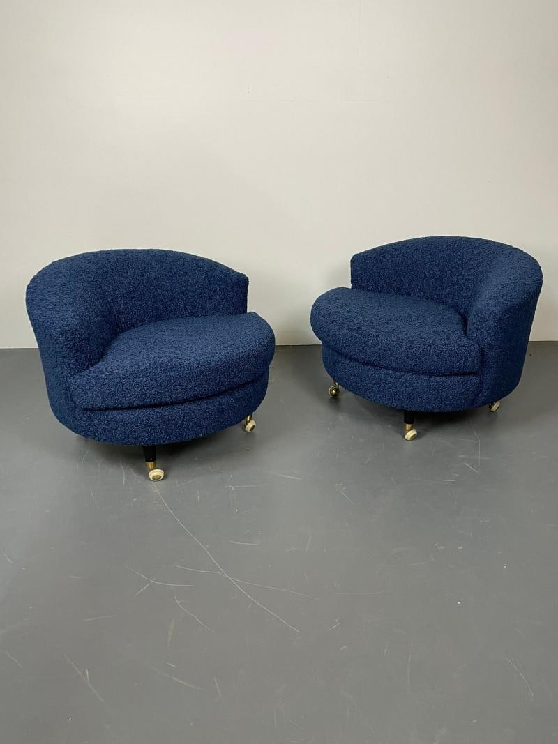 Pair of Mid-Century Rolling Swivel Lounge / Slipper Chairs, Baughman Style - 7