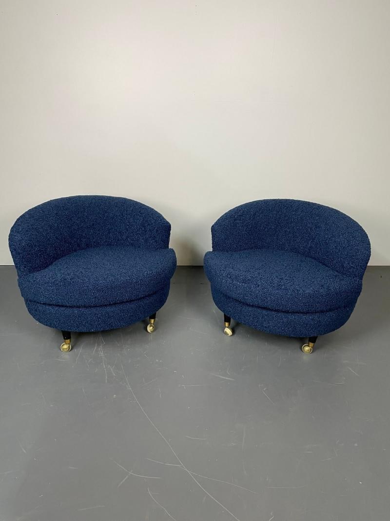 Pair of Mid-Century Rolling Swivel Lounge / Slipper Chairs, Baughman Style - 8