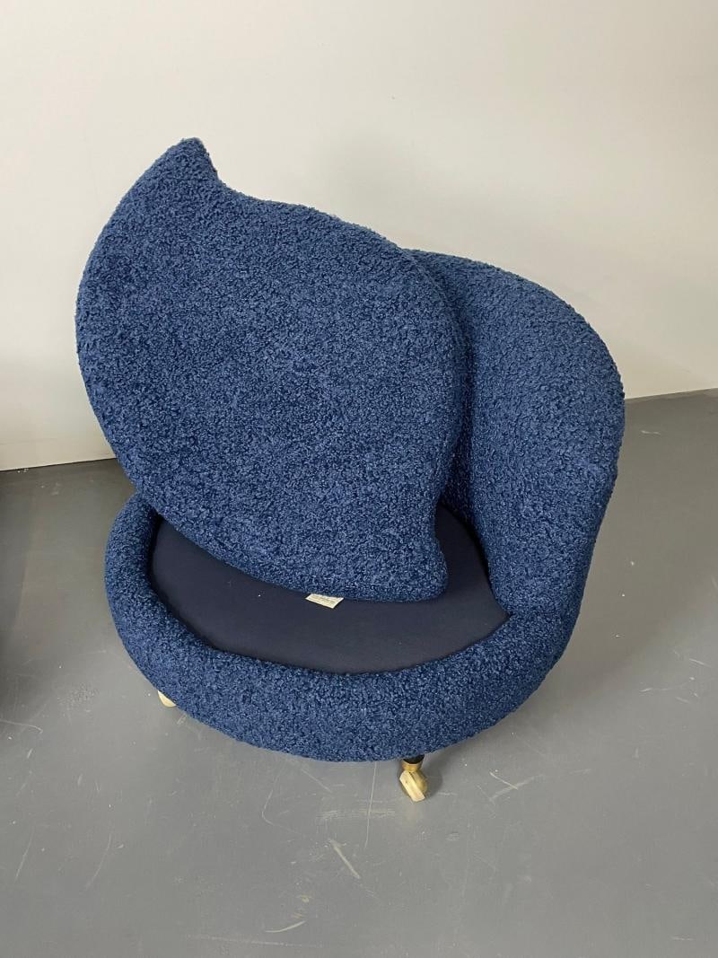 Pair of Mid-Century Rolling Swivel Lounge / Slipper Chairs, Baughman Style - 9