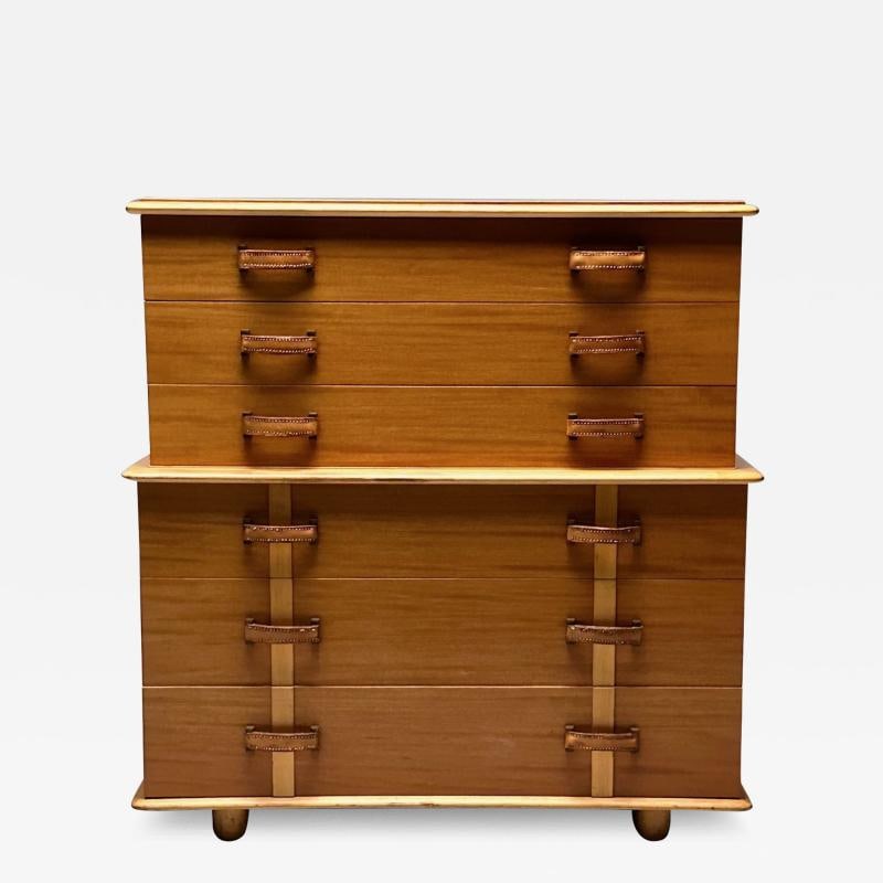 Paul Frankl, John Stuart, Station Wagon High Dresser, Rock Maple, Brass, Leather (1 of 12)