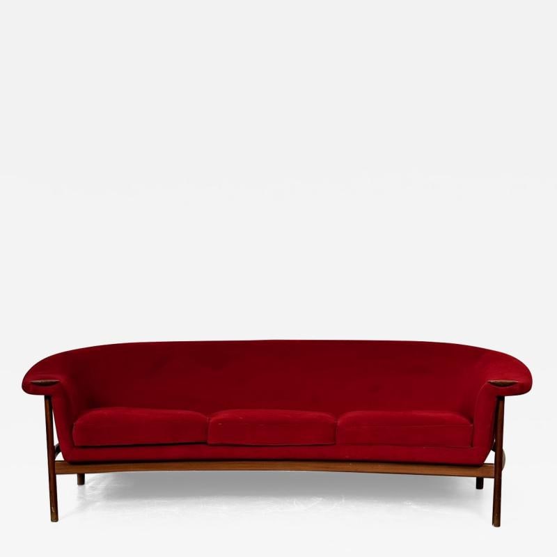 Curved Danish Mid-Century Modern Three Seater Sofa by Johannes Andersen, Walnut (1 of 13)