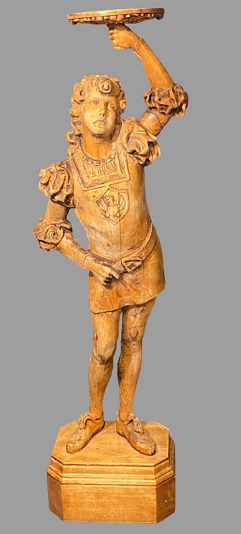 Italian Carved Wood Figural Card Stand, Receiver, Late 18th Century - 12