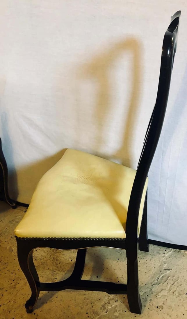 Set of Eight Queen Anne Style Ebonized and Gilt Decorated Dining Chairs - 10