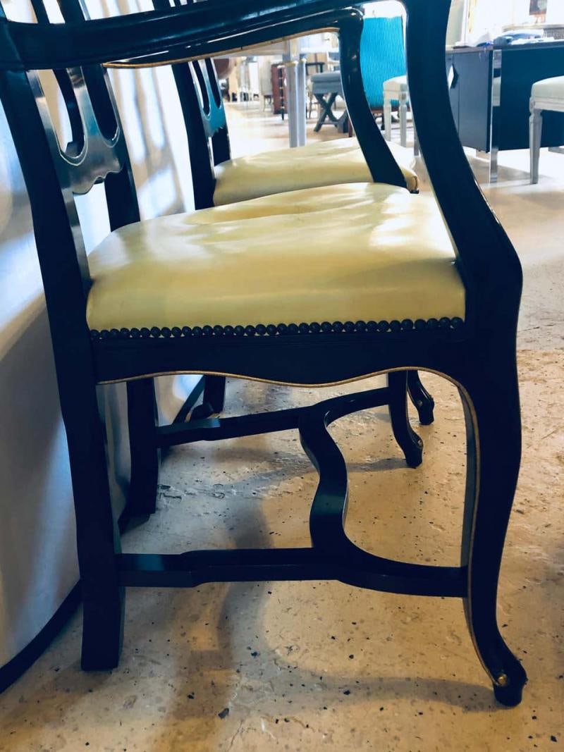 Set of Eight Queen Anne Style Ebonized and Gilt Decorated Dining Chairs - 6