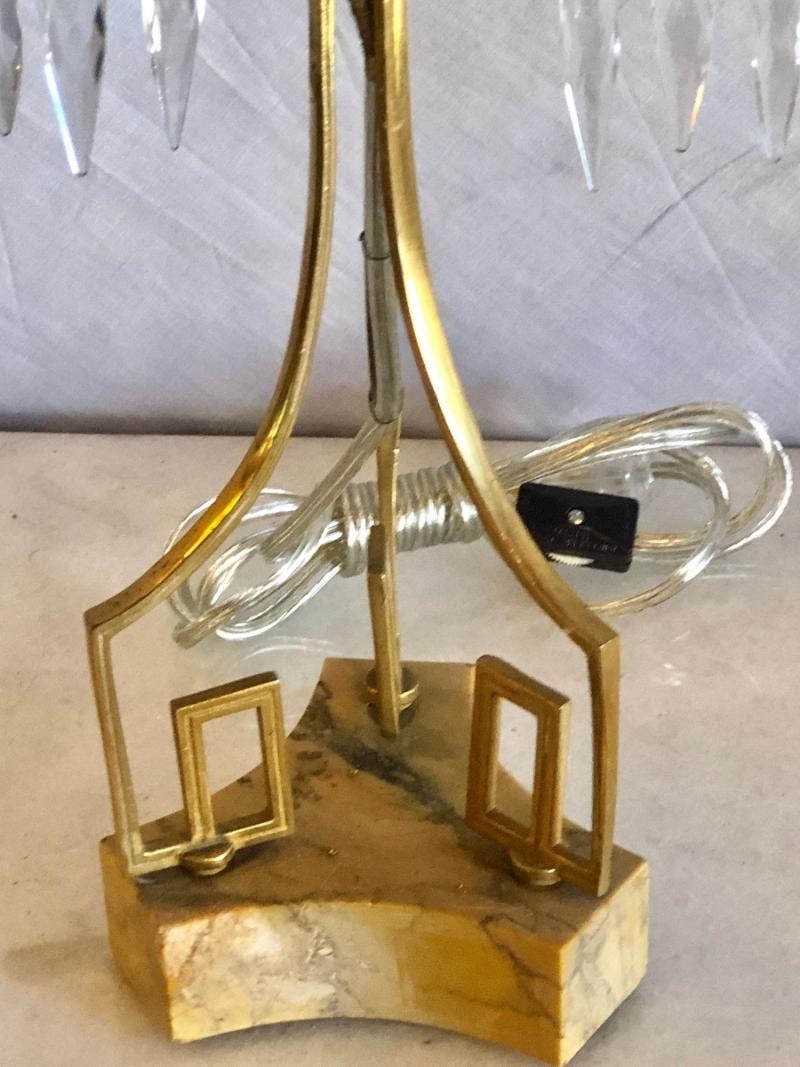 Pair of 19th Century Russian Neoclassical Table Lamp, Dore Bronze, Crystal - 6