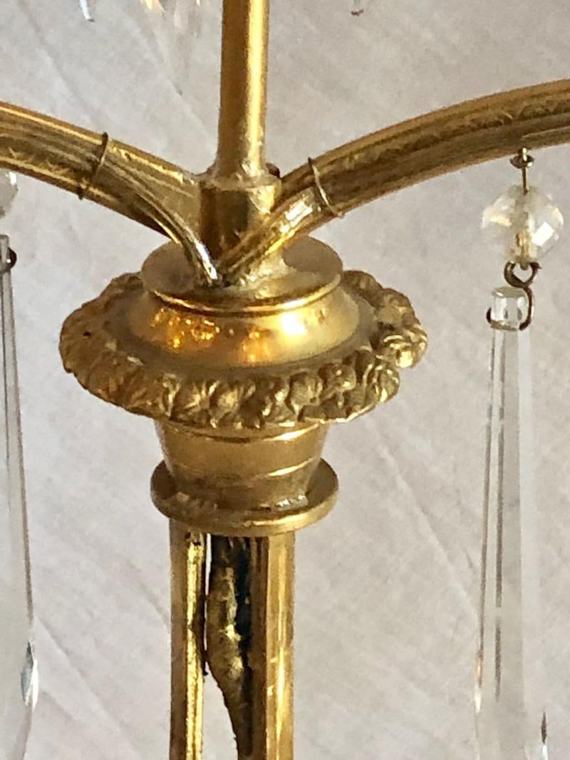 Pair of 19th Century Russian Neoclassical Table Lamp, Dore Bronze, Crystal - 7