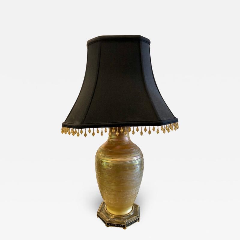 Art Deco Style Durand Fashion Art Glass Table Lamp with Custom Shade (1 of 11)