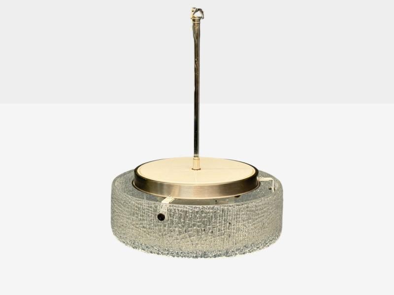 Kaiser Leuchten, Textured Glass, Nickel, Pendant Light, Germany, 1960s - 5