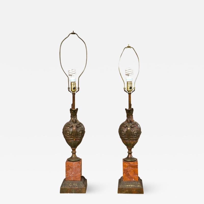 Pair of Bronze Ewers Mounted as Lamps - 2